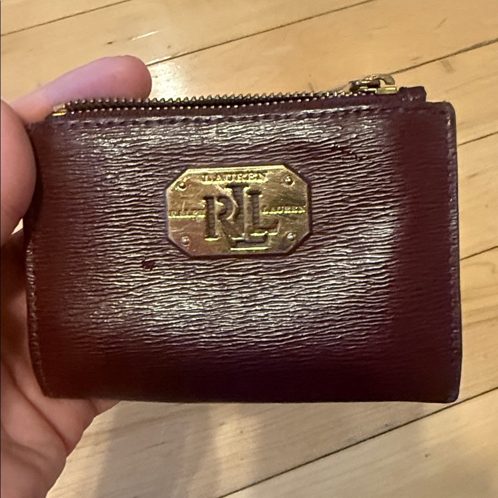Ralph Lauren Maroon Leather Card Holder